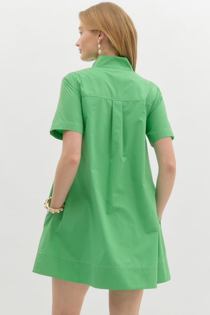 GREEN POCKET SHIFT DRESS