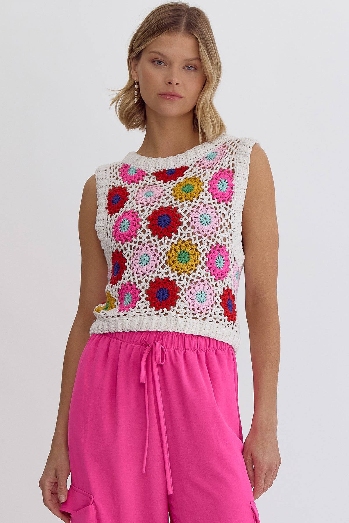 White Multi Crochet Top – milla.