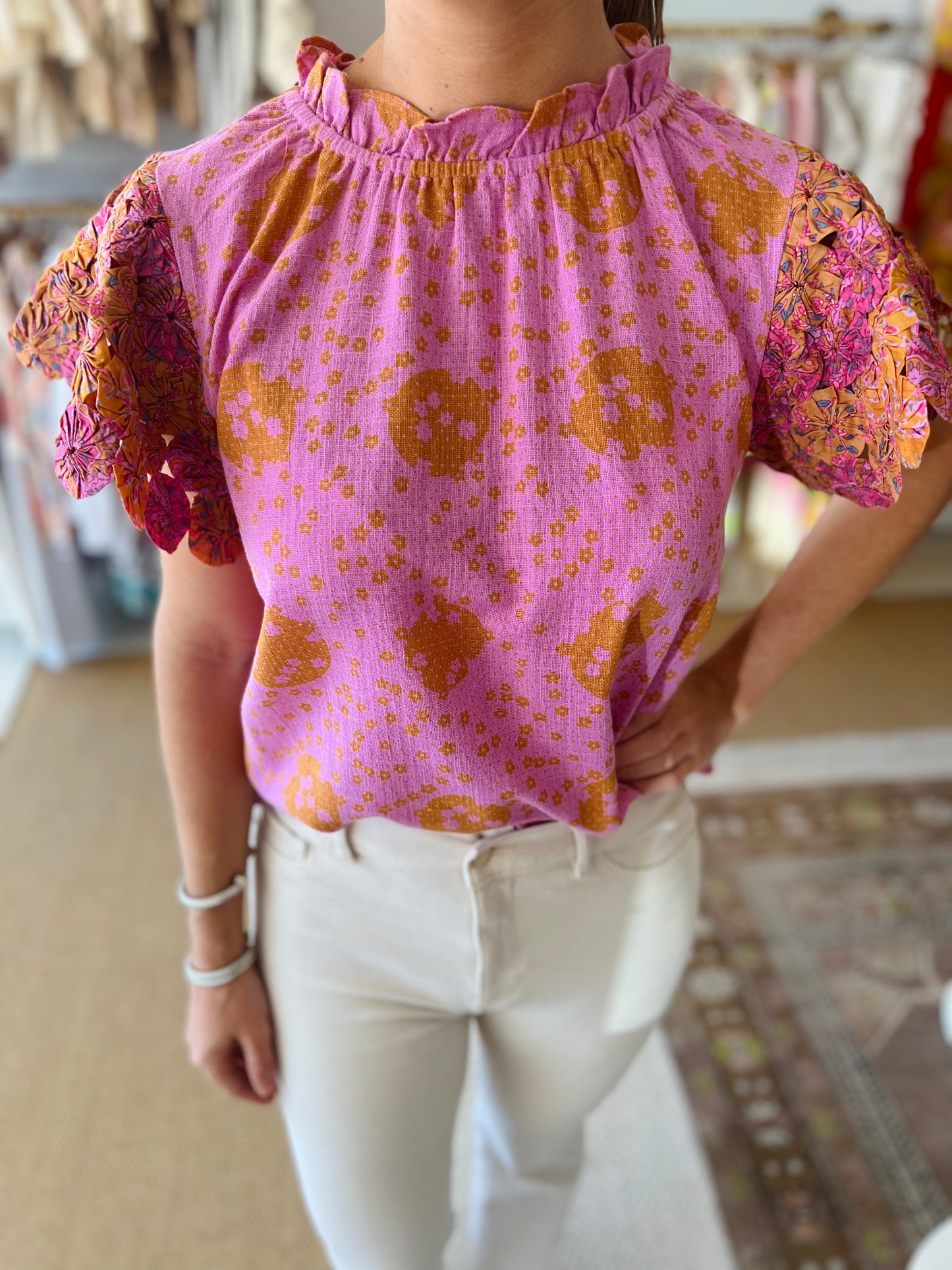 Handmade Flower Sleeve Top