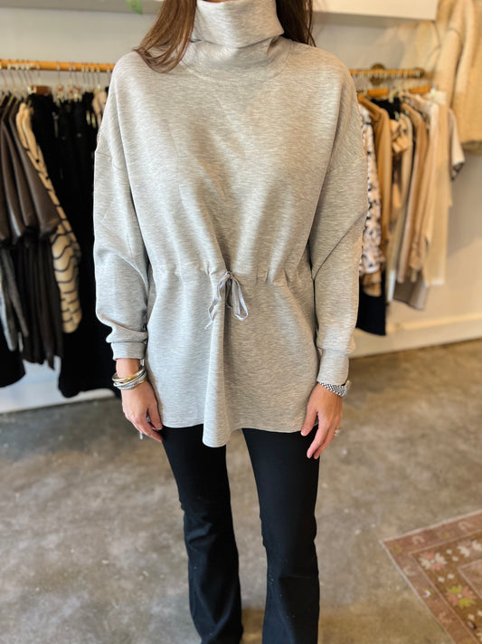 Heather Grey Tie Waist Pullover