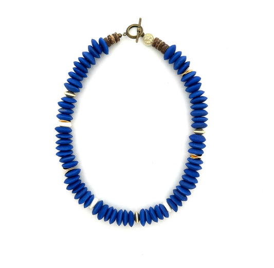 Cobalt Blue Saucer Necklace