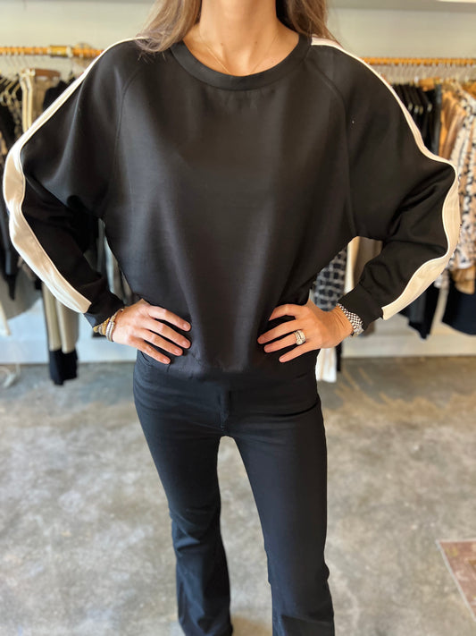 Black Stripe Sleeve Pullover