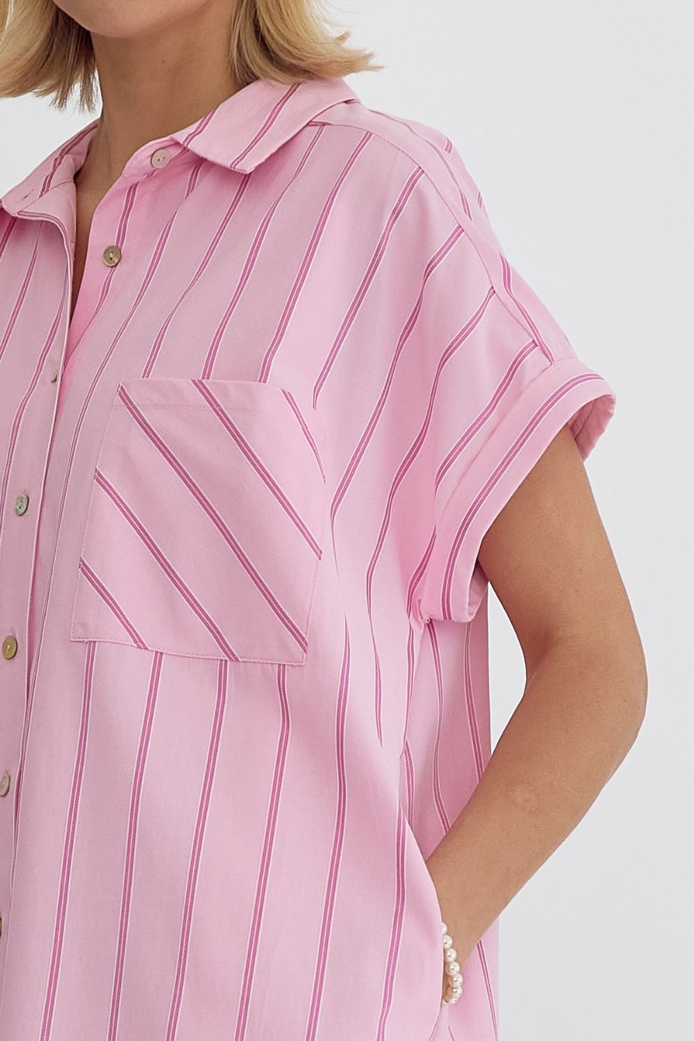 Pink Stripe Button Down Dress